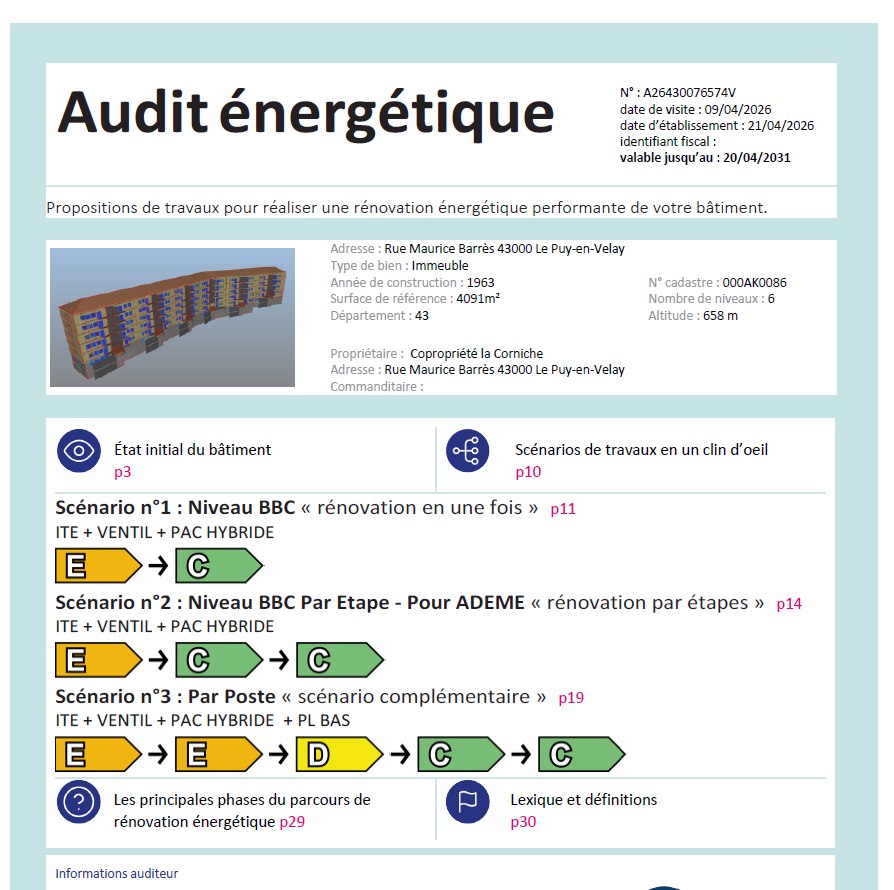 Extrait de l'audit énergétique de la copropriété LA CORNICHE